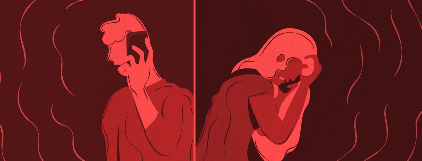 Man sharing bad new about prostate cancer with his crying wife