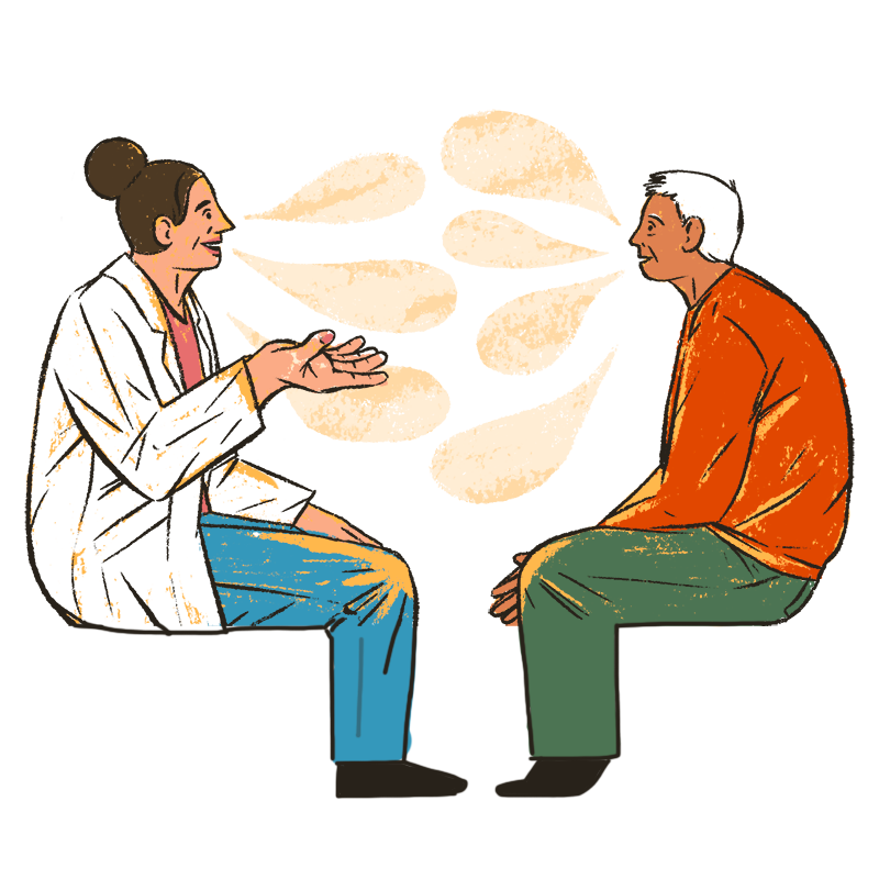 A doctor talking to a patient